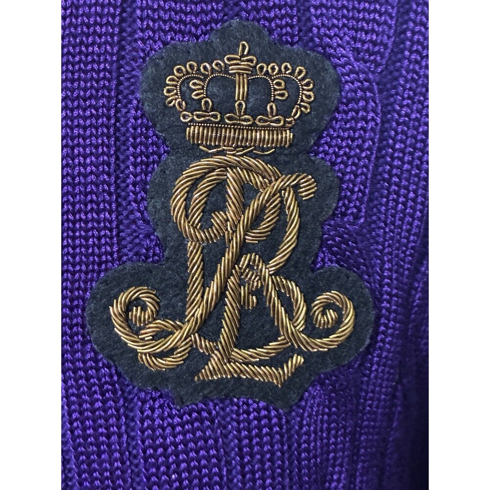 Lauren Ralph Lauren Women’s Purple Cable Knit Sweater With Logo Size Medium - Picture 3 of 9